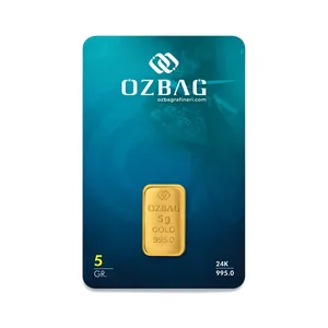 Görsel 1: Özbağ 5 gram külçe altın, kartela ön yüzü